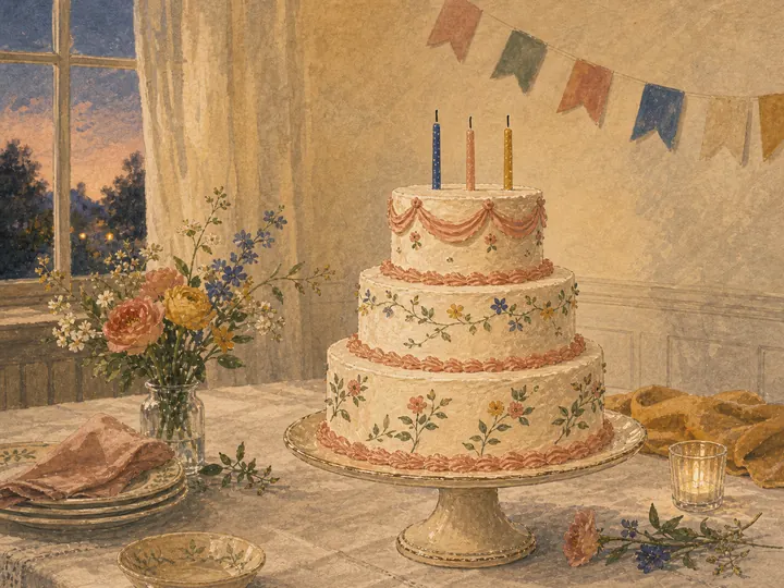 Birthday cake illustration from the Mosaic demo