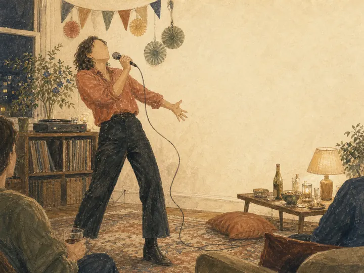 Birthday karaoke illustration from the Mosaic demo